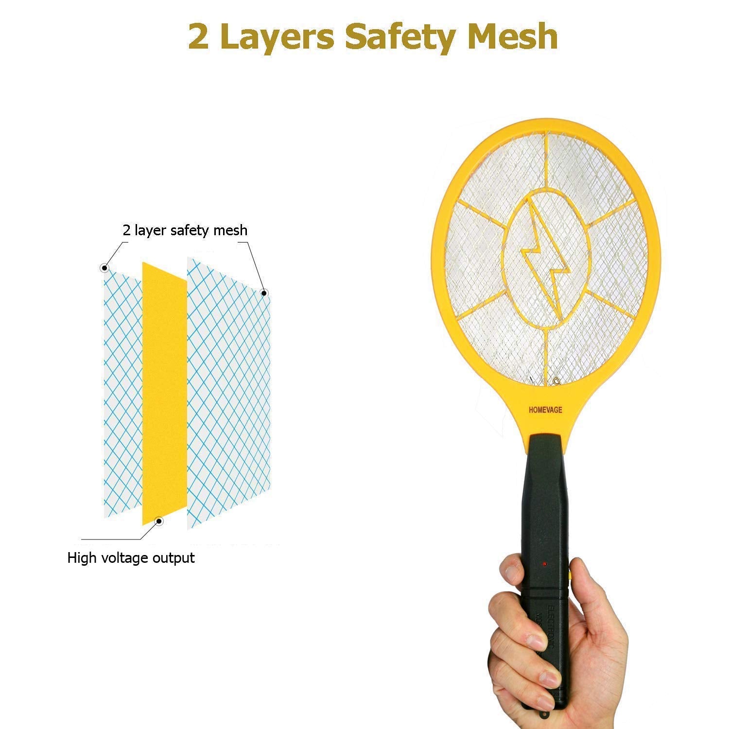 HOMEVAGE swatter with open mesh ready to zap insects
