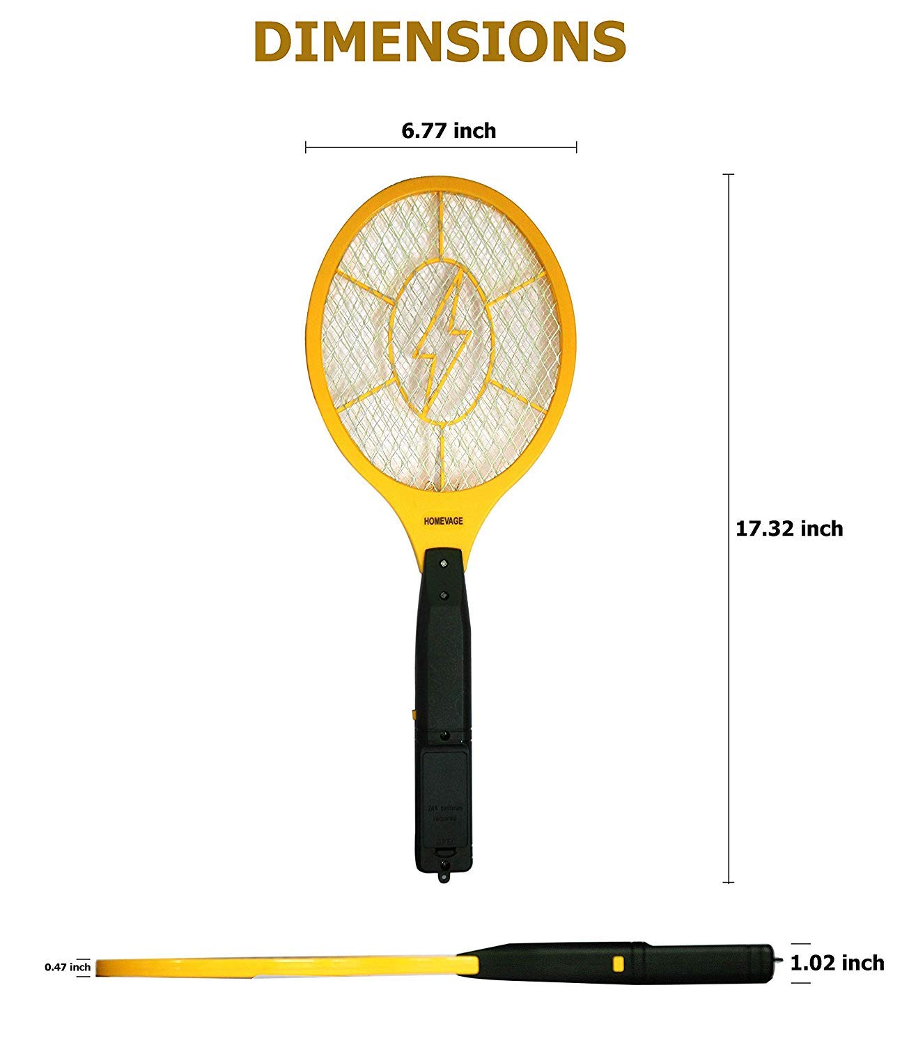 HOMEVAGE electric swatter side view shows slim handheld form