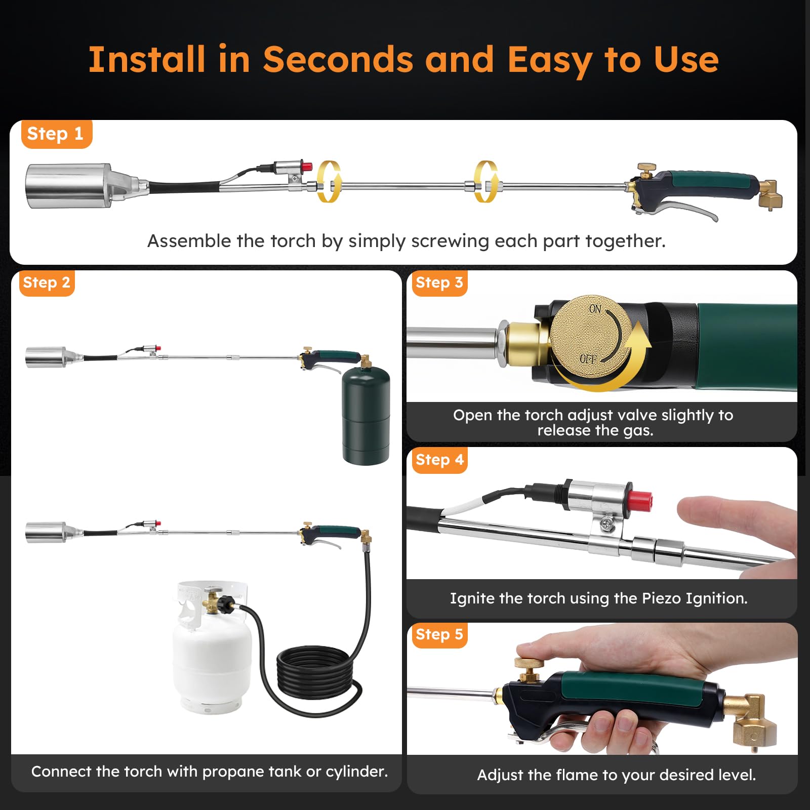HomeyVenture kit includes a 10ft CSA hose for safe, versatile tank compatibility.