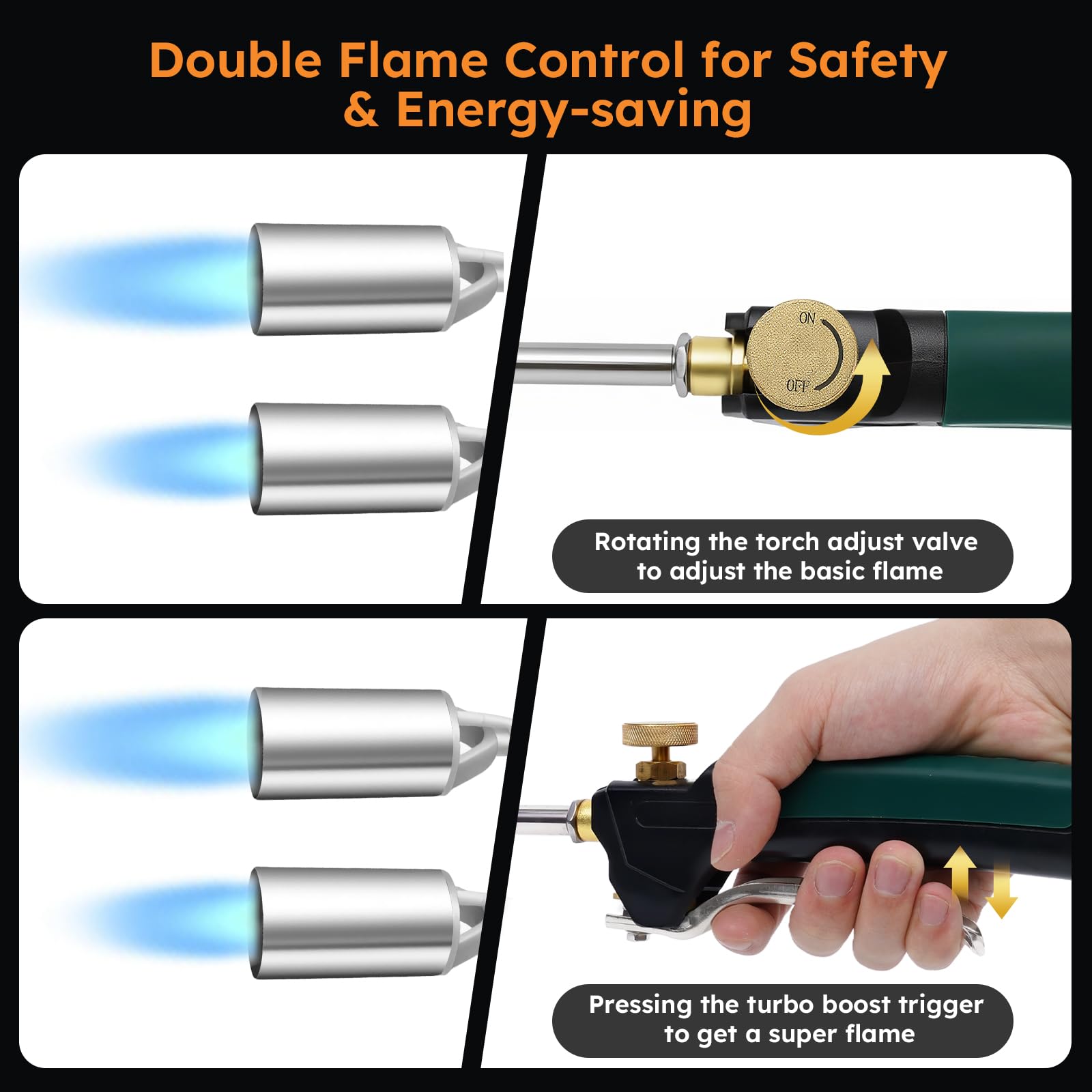 HomeyVenture weed burner works with 1lb to 100lb tanks for flexible setups.