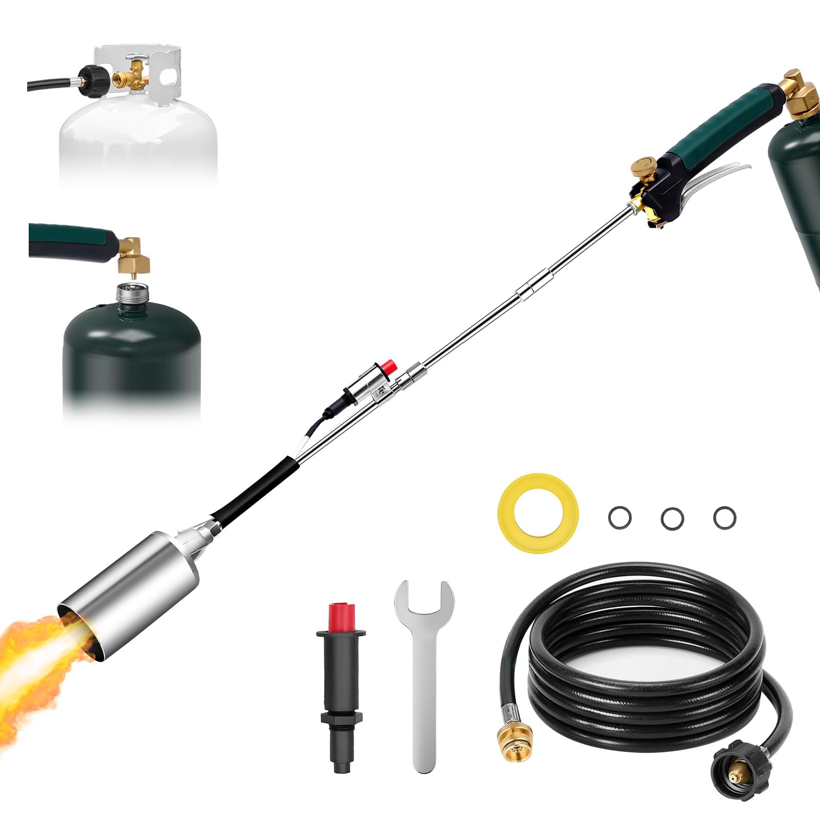 HomeyVenture propane weed burner with a 40-inch arm for extended reach and comfort.