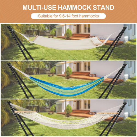 Homgava hammock stand features tool-free assembly for quick setup.
