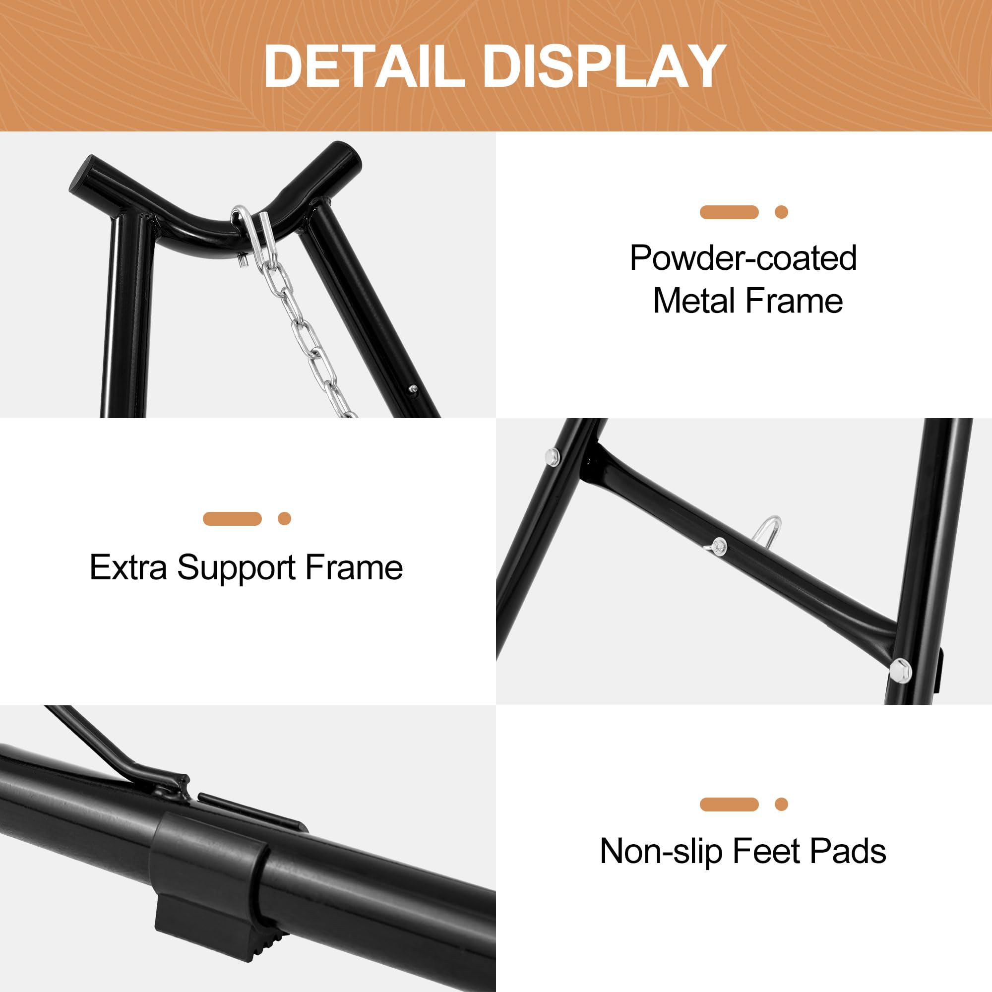 Homgava hammock stand compatible with 9.6-14 ft hammocks for versatility.