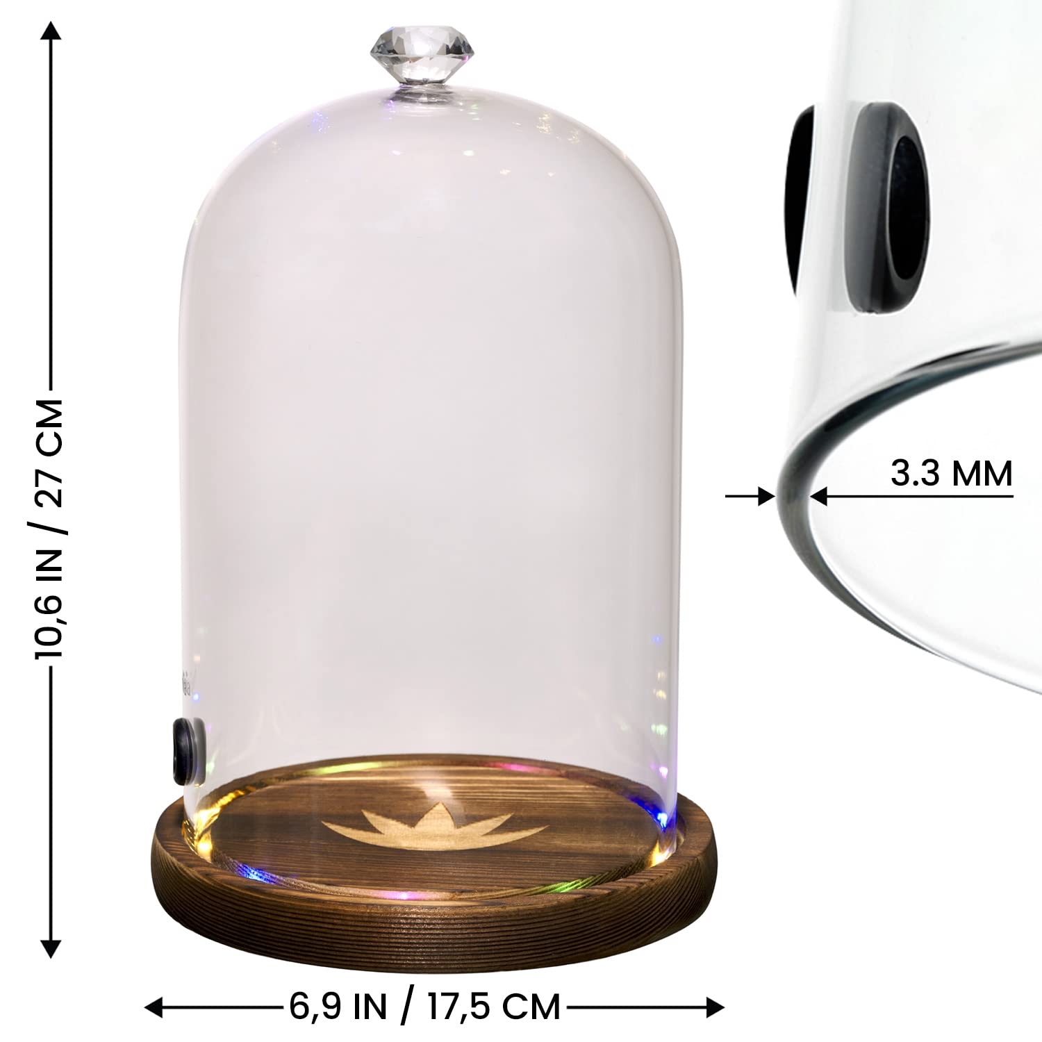 Homia thick silicate glass dome close-up highlights clear visibility during smoking sessions.