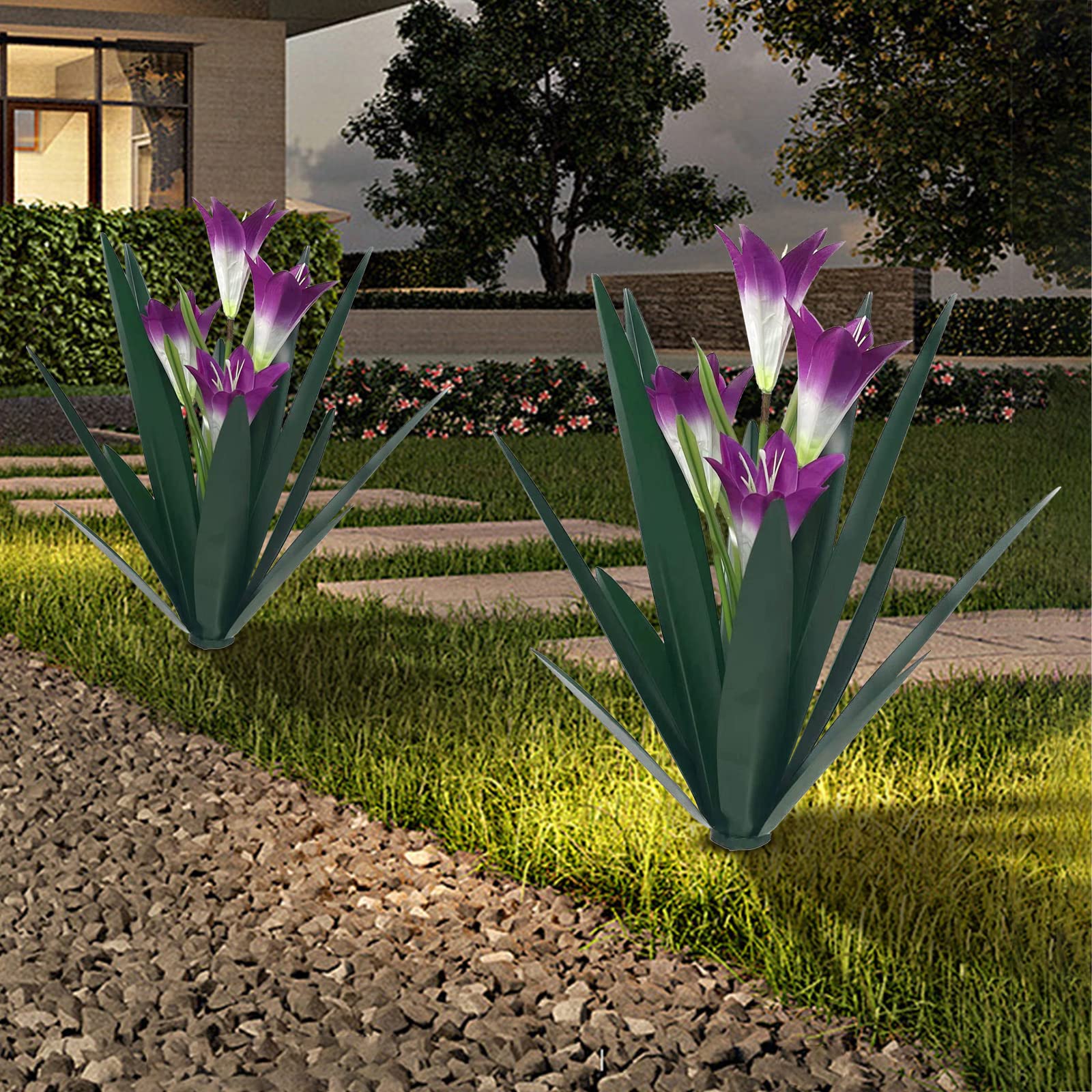 Homight garden decor with lilies provides striking visual appeal
