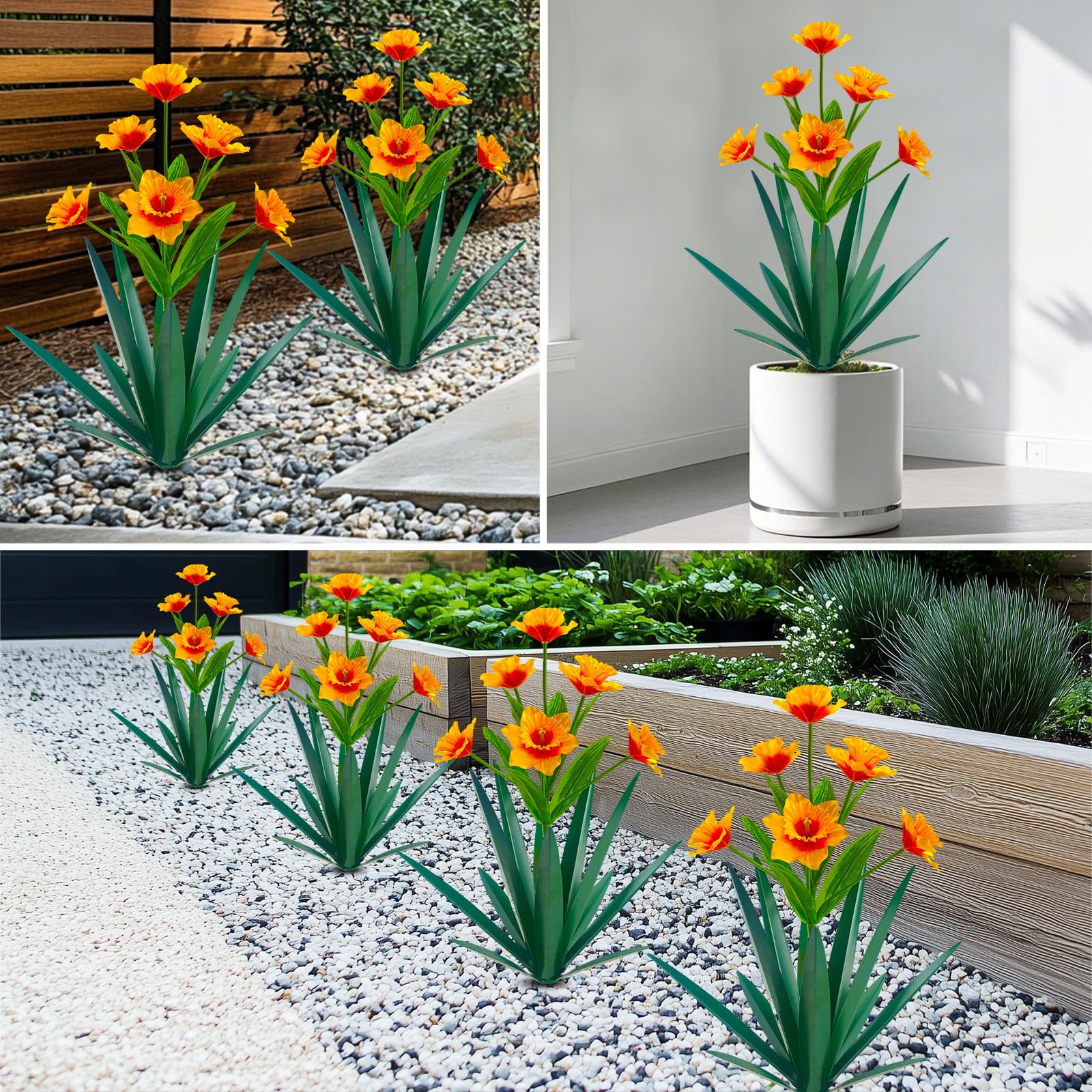 Homight metal agave plant outdoor terrace display highlighting durable weather resistance.
