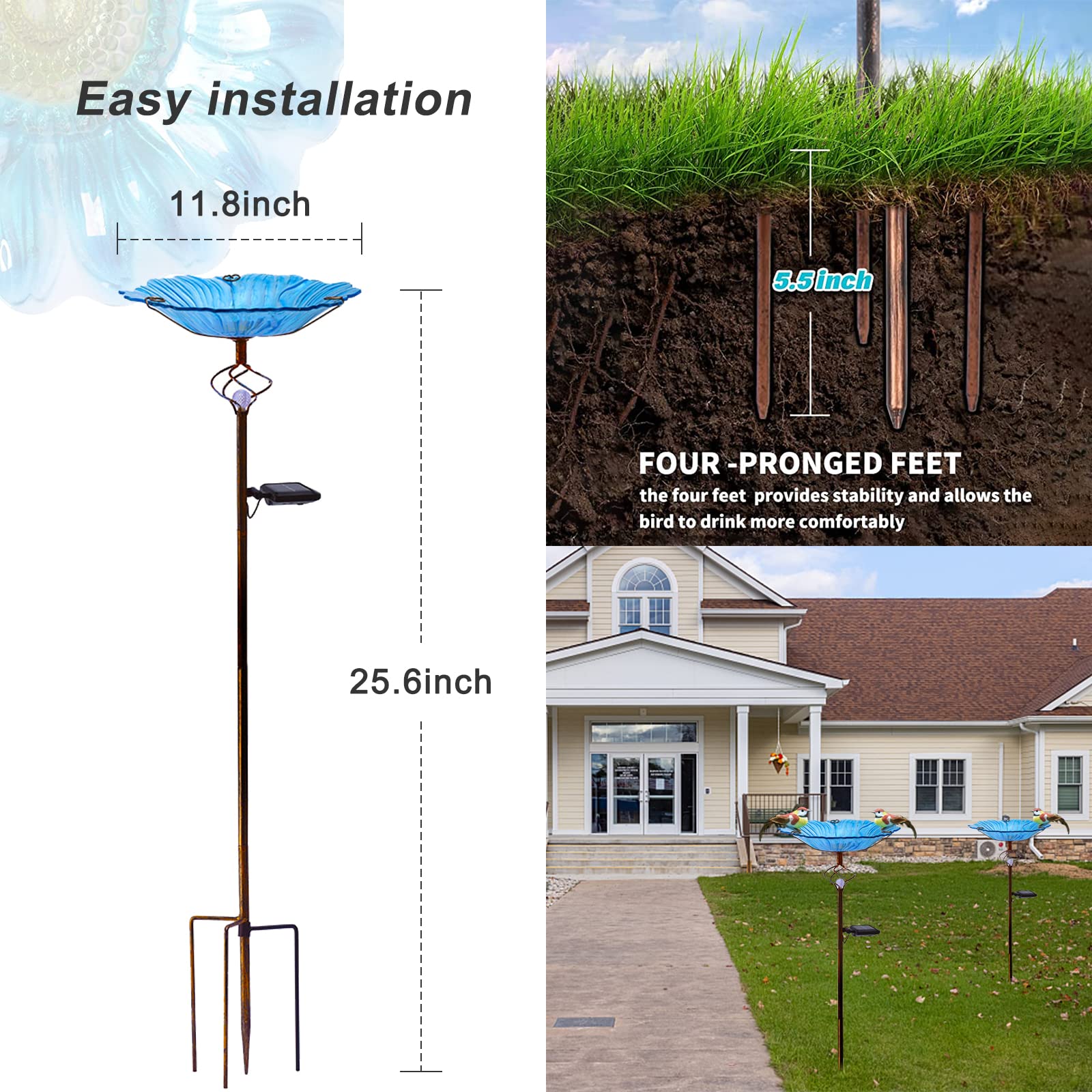 Homight metal stake yard art with LED light enhances evening ambiance