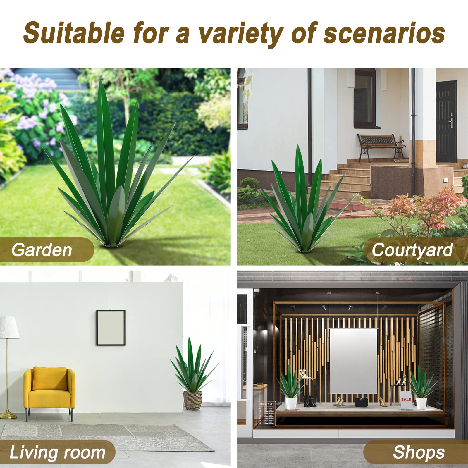 Homight rustic metal agave statue withstands rain and sun year-round