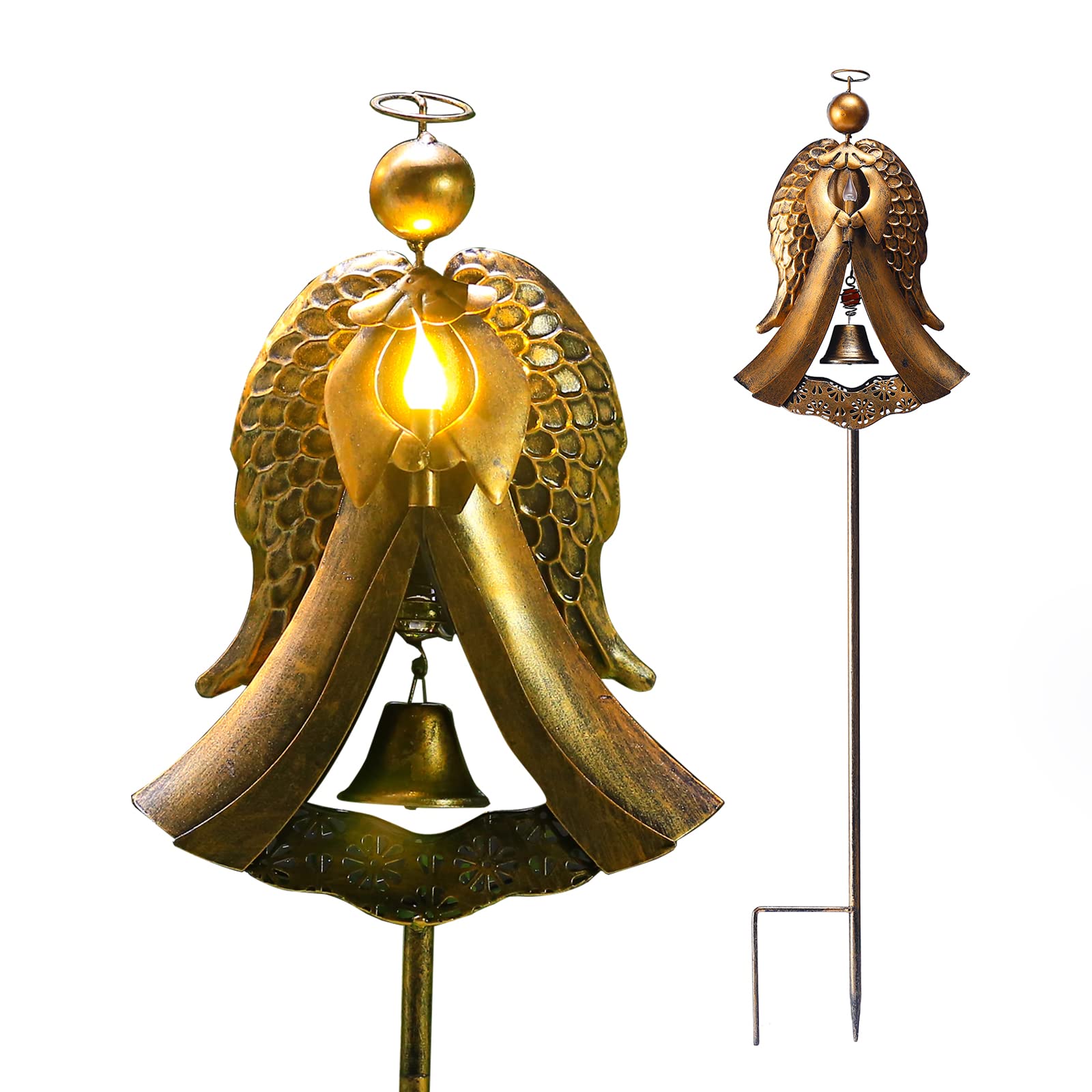 Homight solar angel stake glows softly at dusk for cemetery remembrance