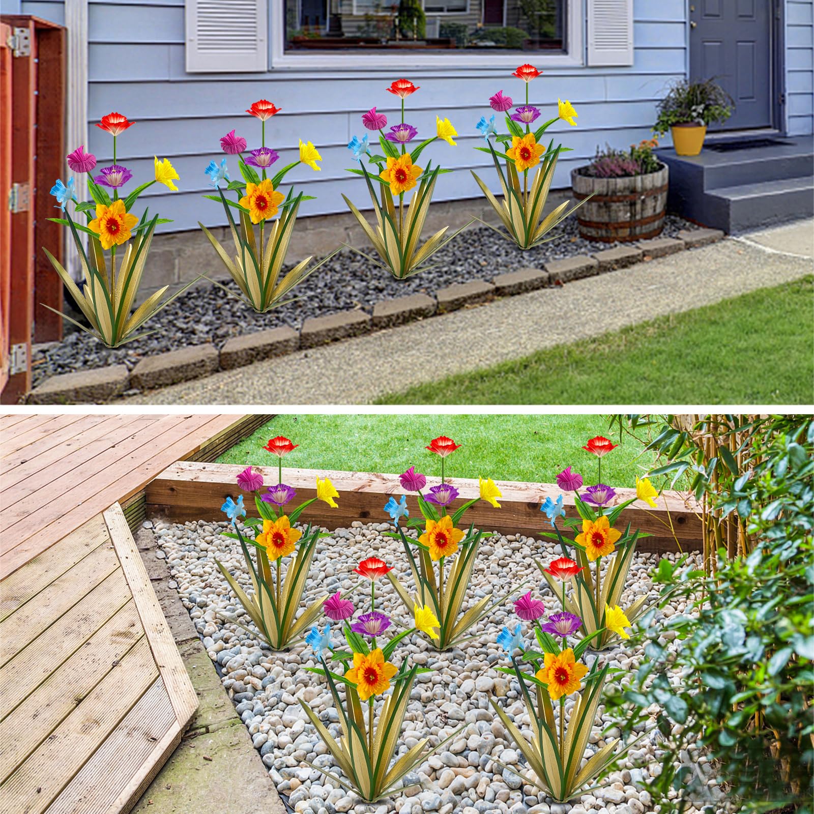 Homight stainless steel agave garden sculpture ideal for patios and walkways.