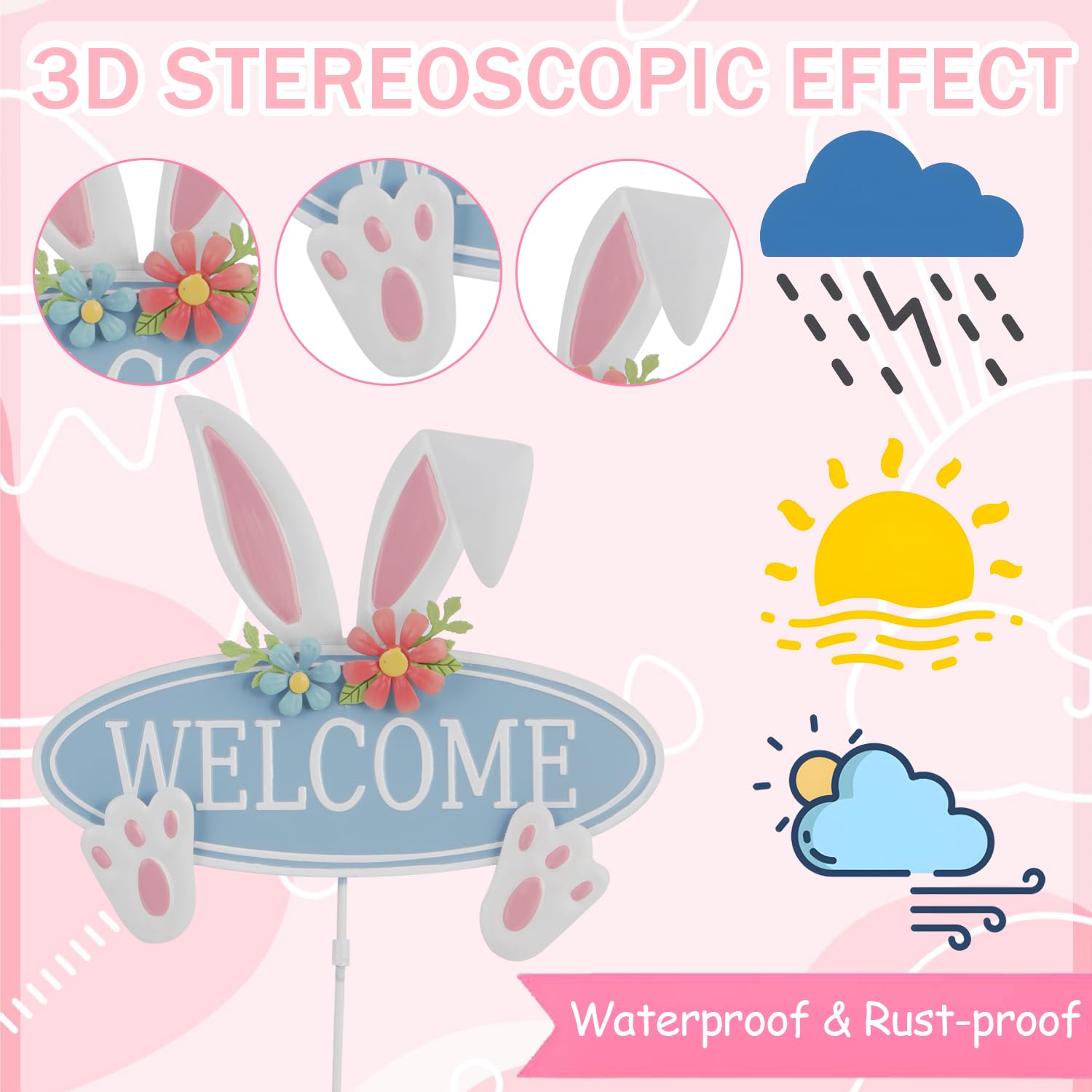 HOMirable 3D spring bunny decor brings whimsy to flower beds and yards.