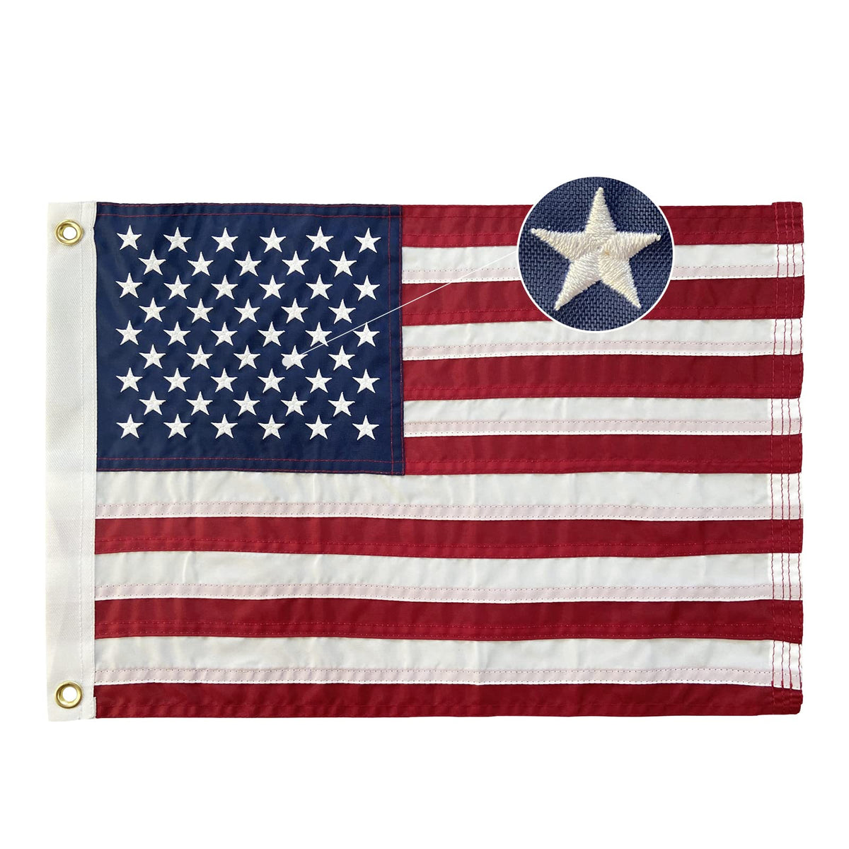 Homissor American flag 12x18 with embroidered stars for outdoor display.
