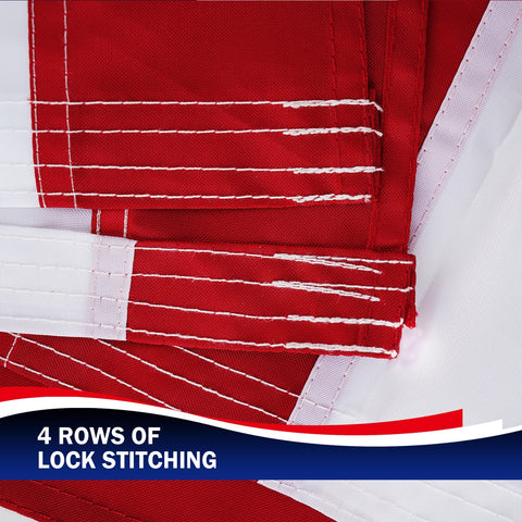 Homissor flag hem features four rows of lock stitches for durability.