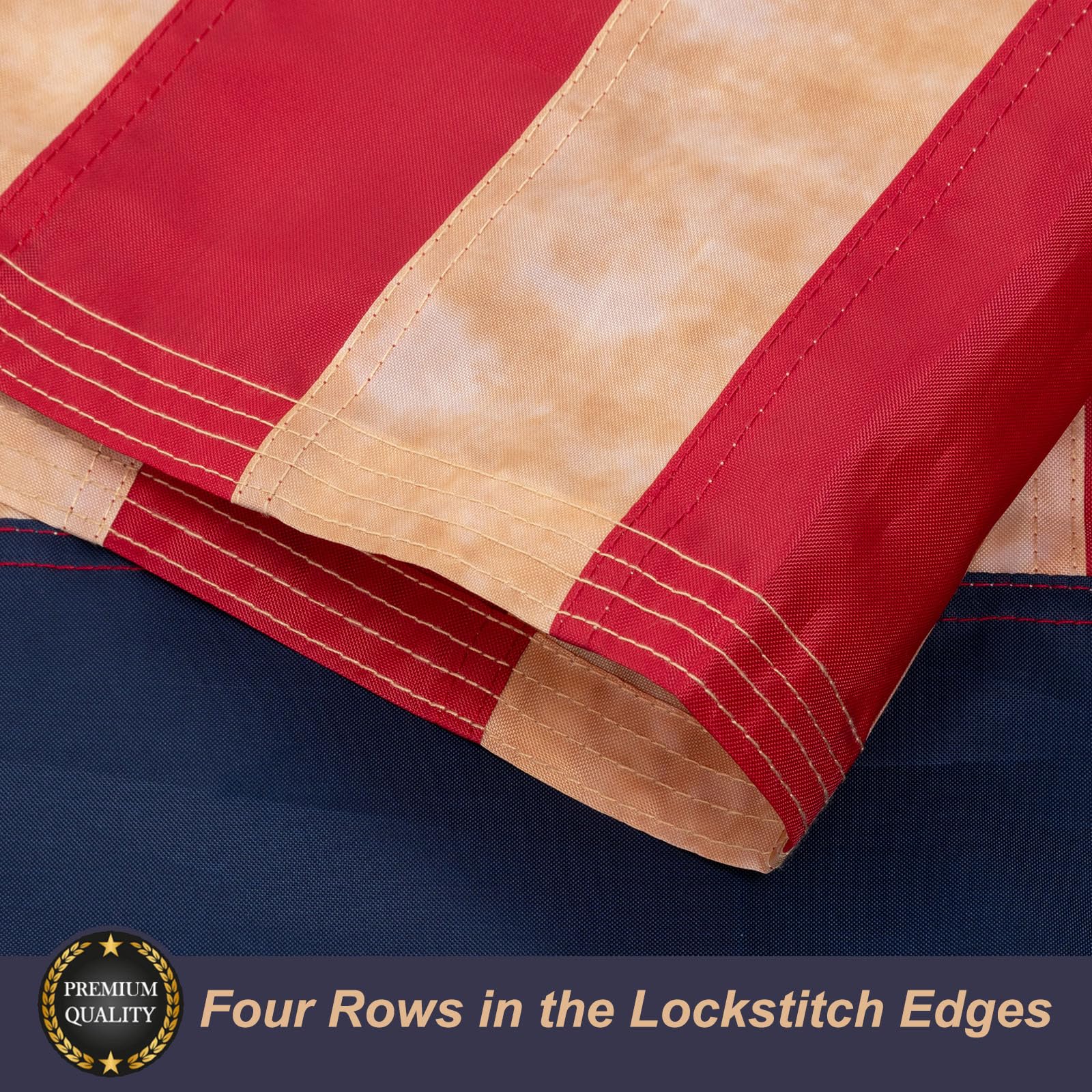 Flag header with brass grommets ready for mounting on a pole or wall