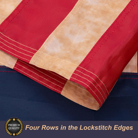 Flag header with brass grommets ready for mounting on a pole or wall