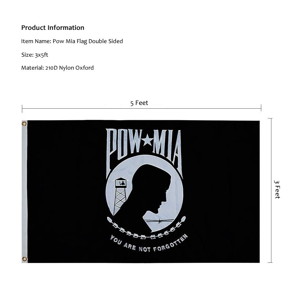 Homissor POW MIA flag double-sided embroidery visible from both sides