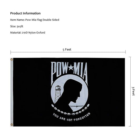 Homissor POW MIA flag double-sided embroidery visible from both sides
