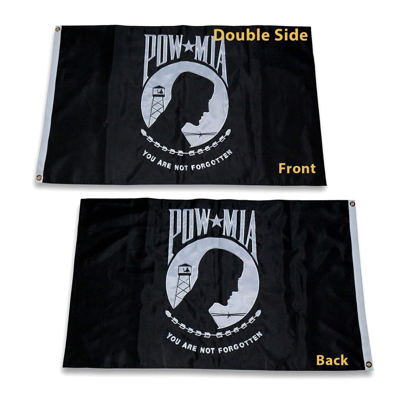 Homissor POW MIA flag embroidered 3x5 outdoors fluttering in breeze for remembrance