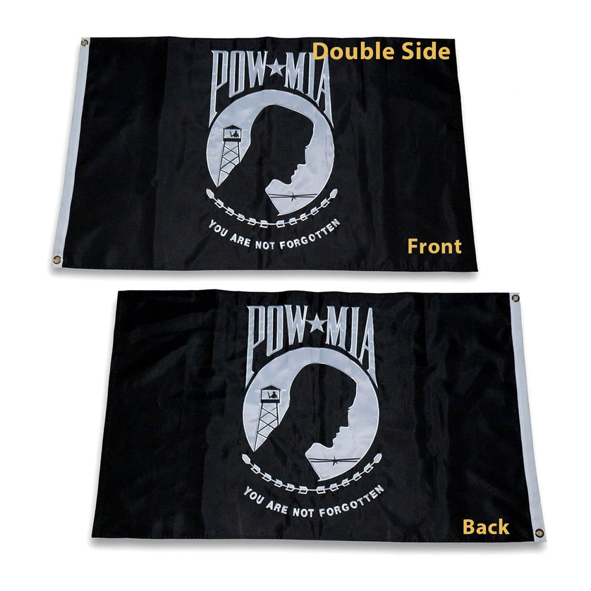 Homissor POW MIA flag embroidered 3x5 outdoors fluttering in breeze for remembrance
