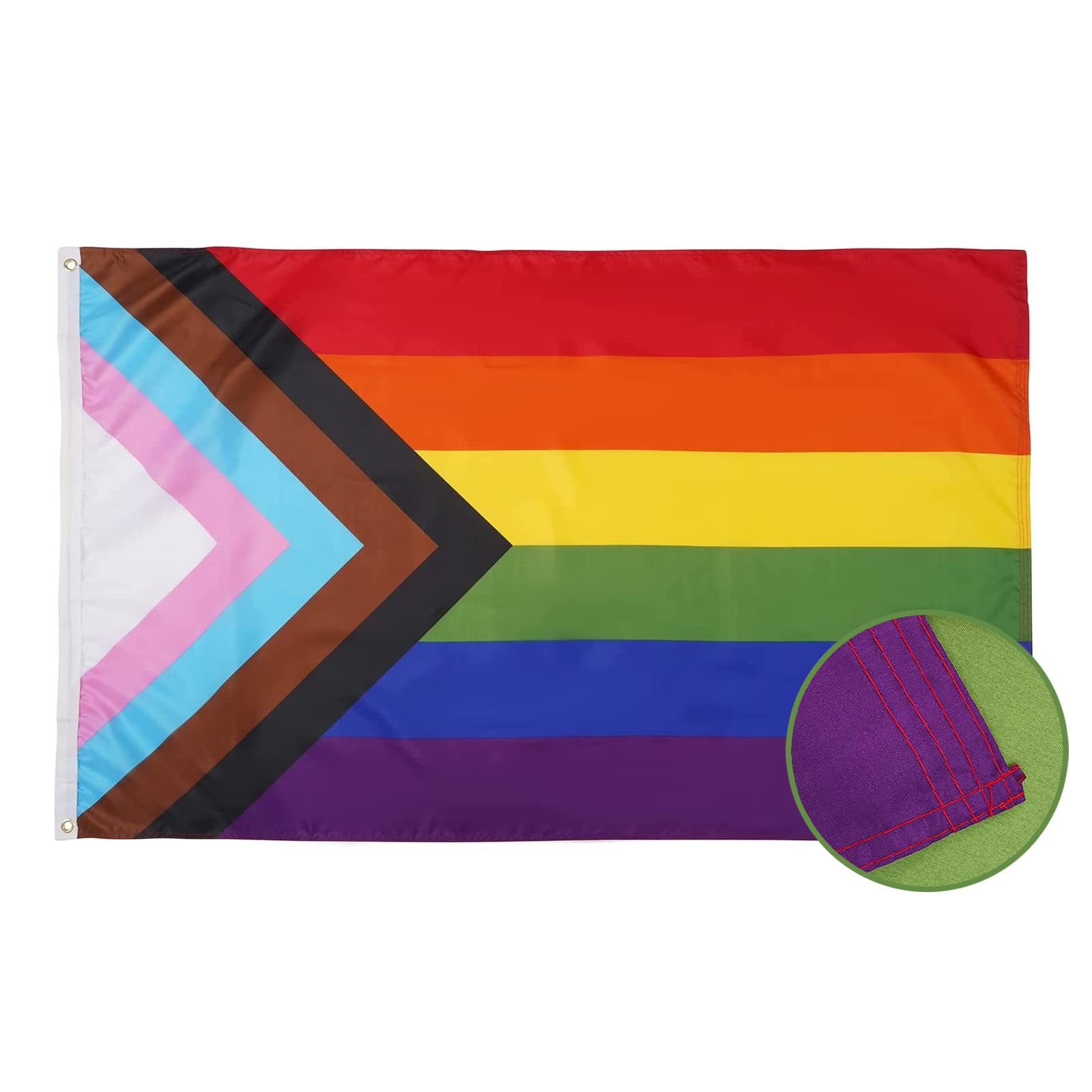 Homissor progress pride flag 3x5ft outdoors, vivid colors for events and home displays.