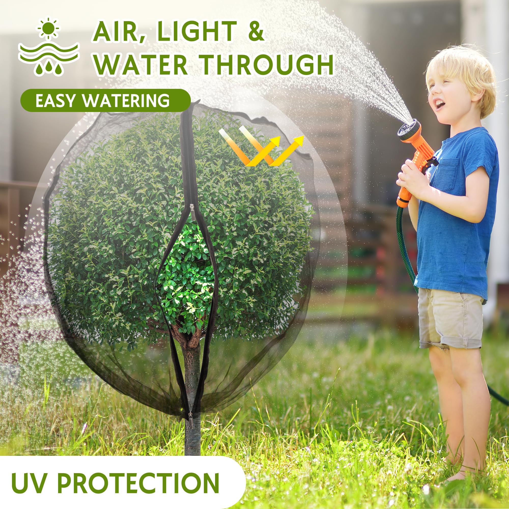 Homiton 4x5ft netting cover protects trees and shrubs from pests.