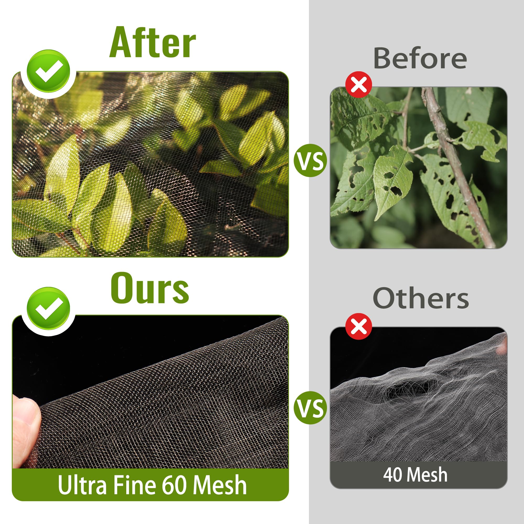 Homiton see-through mesh netting lets air and sunlight reach plants.