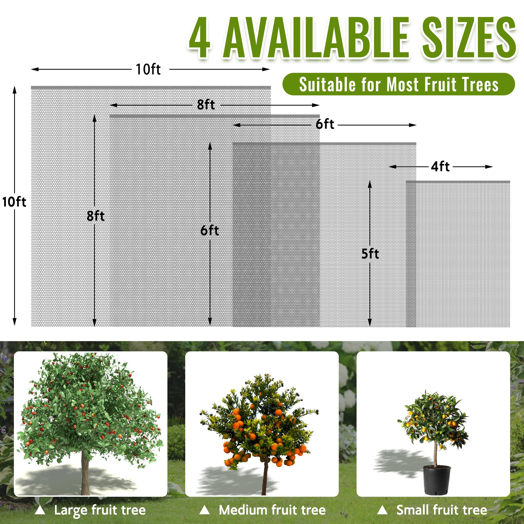 Homiton ultra-fine 60-mesh netting guards fruits without harming branches.