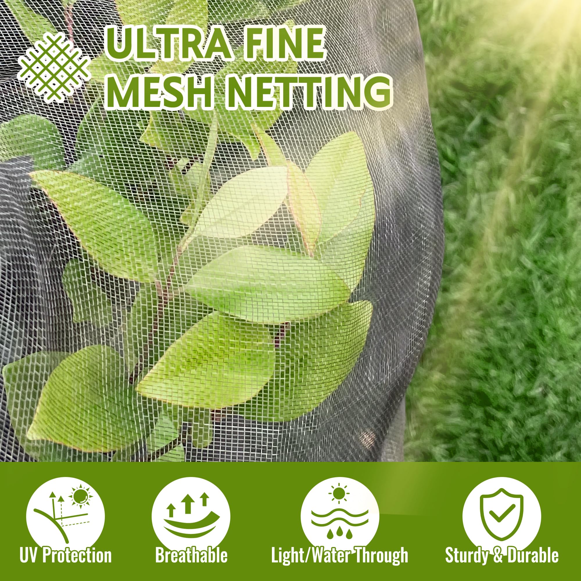 Homiton zipper drawstring netting design provides easy cover and secure closure.