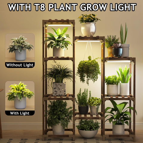 HOMKIRT indoor greenhouse shelf displaying a multi-plant arrangement