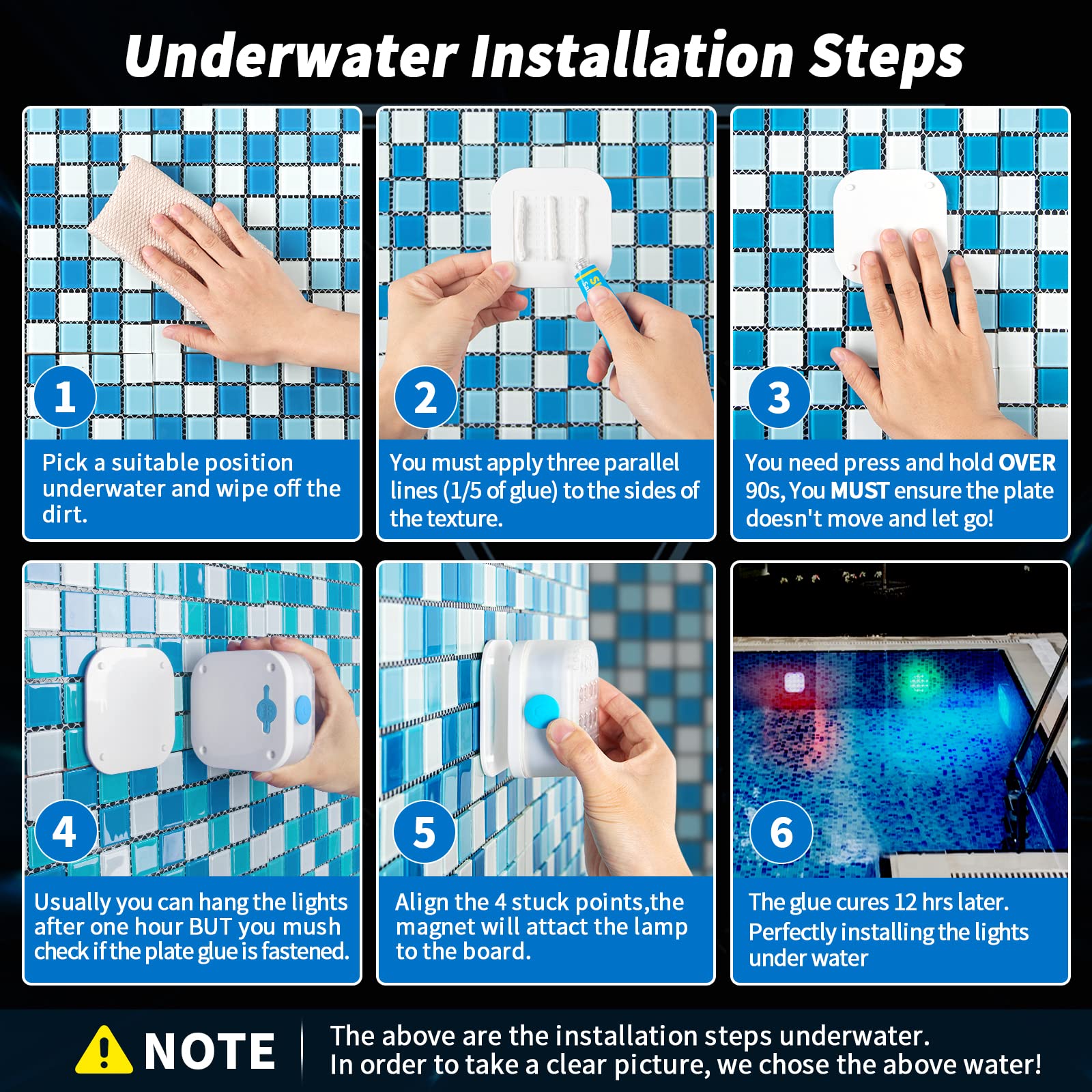 Homly magnetized underwater light securely attached to metal surface