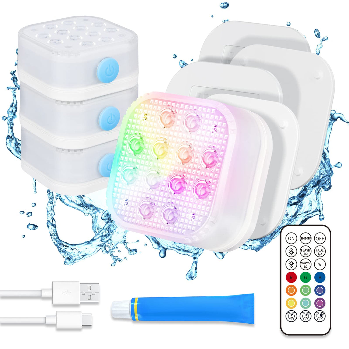 Homly rechargeable submersible light with remote for pool illumination at night
