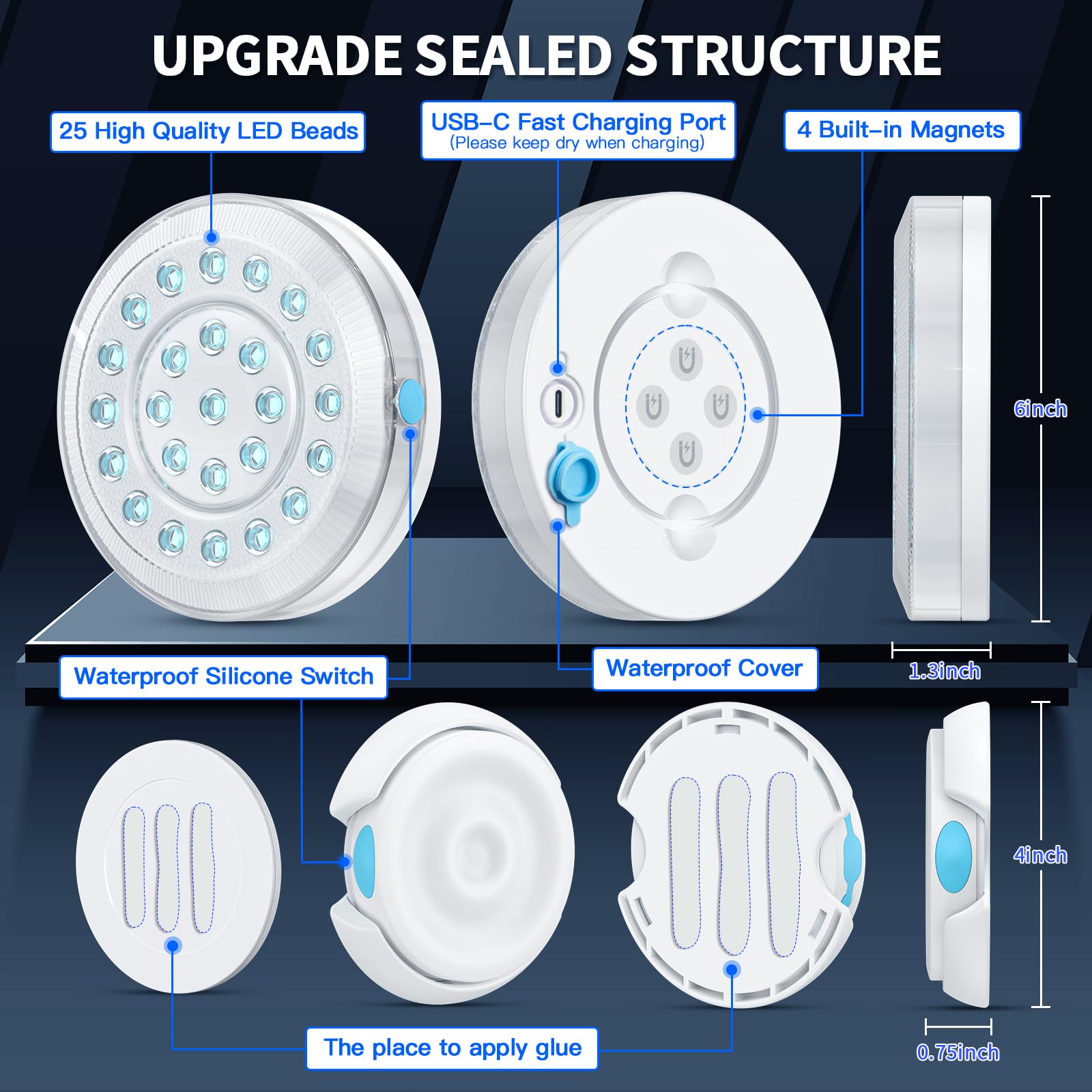 Homly underwater light secured with magnet for reliable placement.