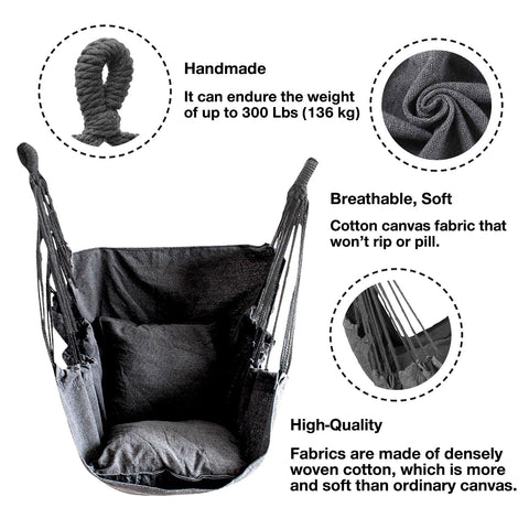 Hommtina hammock chair indoors in a cozy nook for relaxed reading.