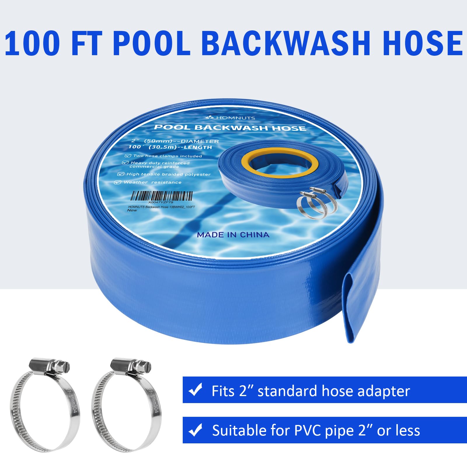 HOMNUTS roll-up hose stores compactly for seasonal pool care and easy transport