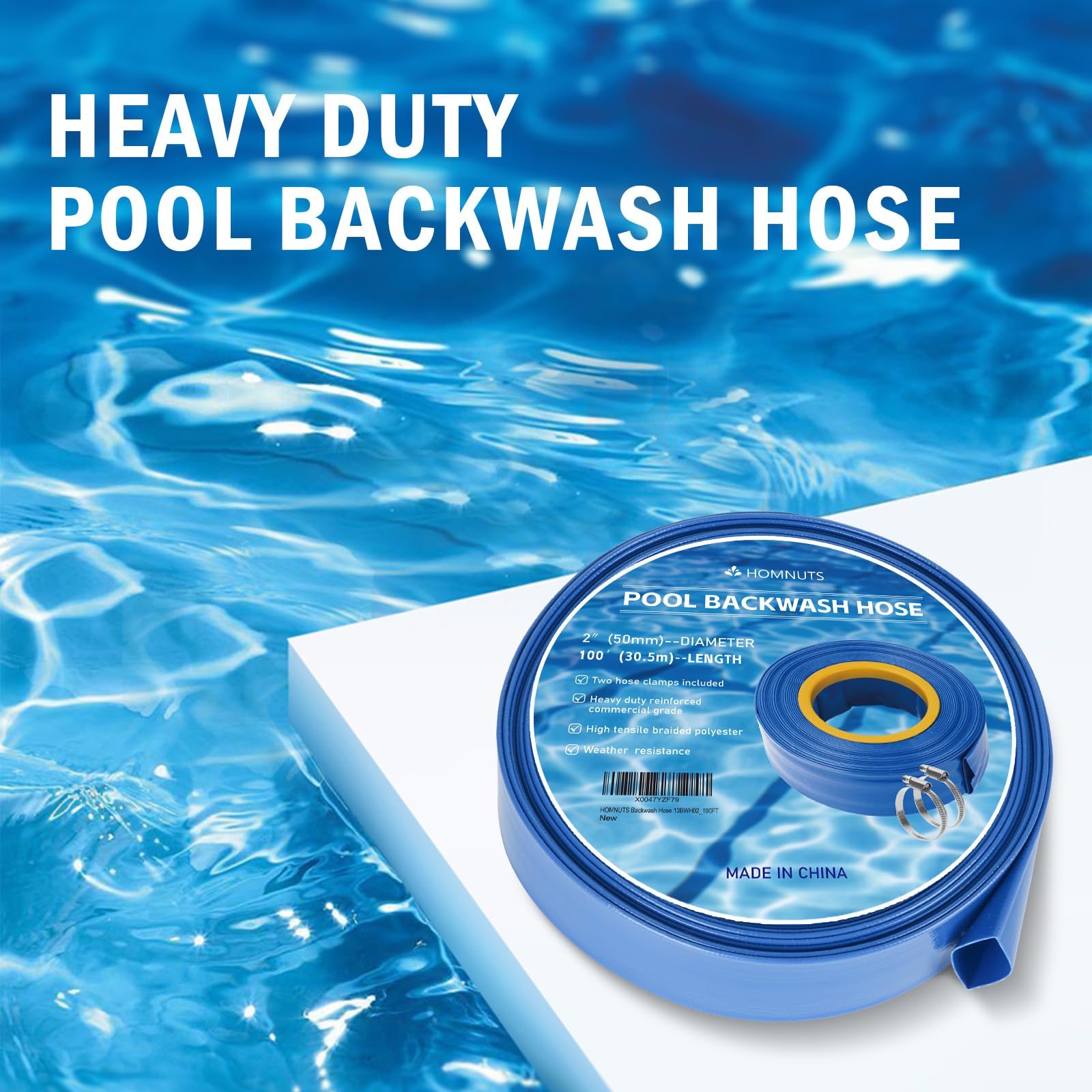 HOMNUTS large flow rate supports efficient drainage and continuous pool maintenance