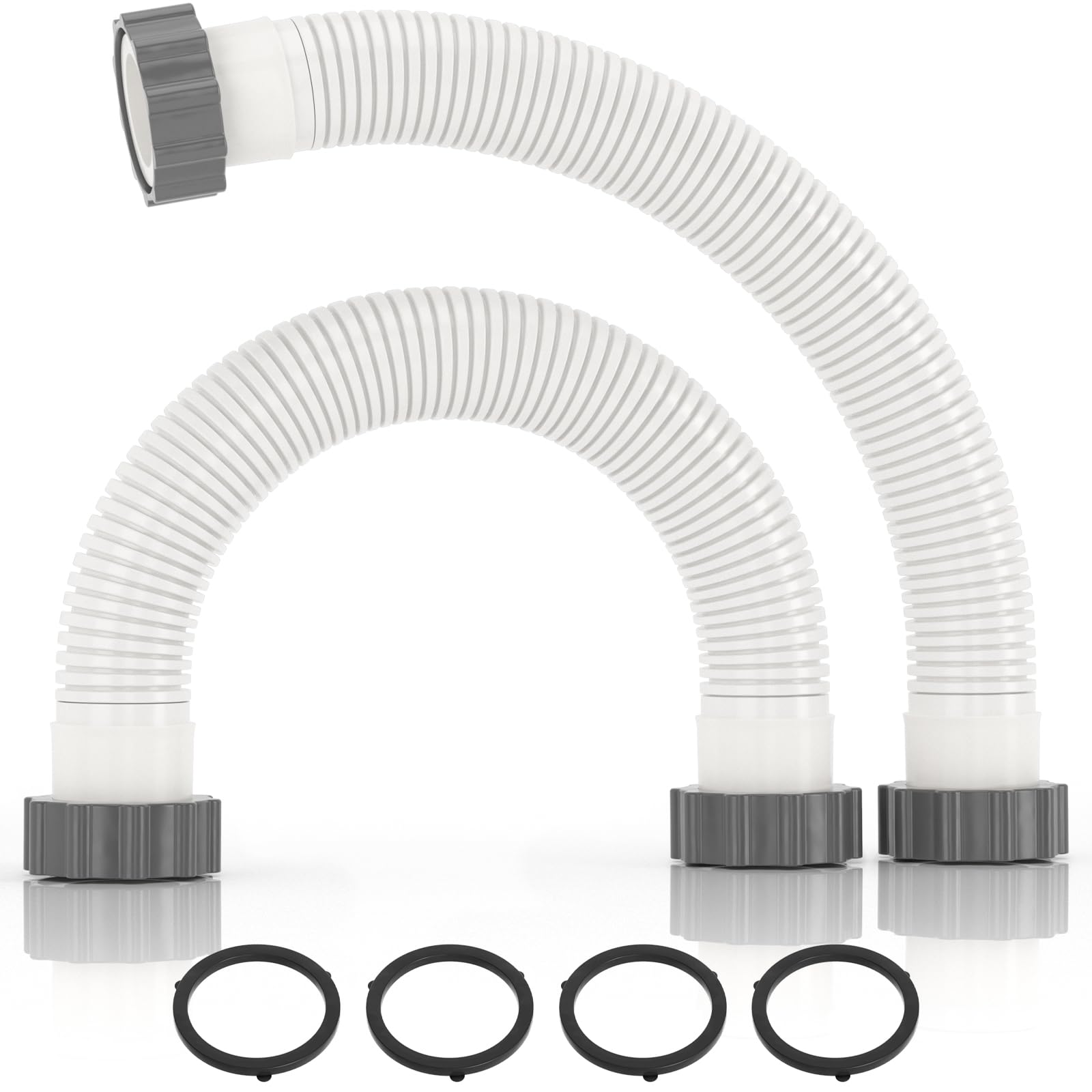 HOMNUTS pool hose 1.5in 16in 2-pack for above-ground pool filtration