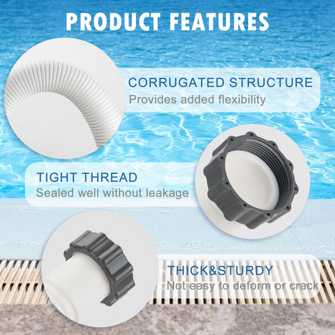 HOMNUTS pool hose showing knurled knobs for tool-free installation.