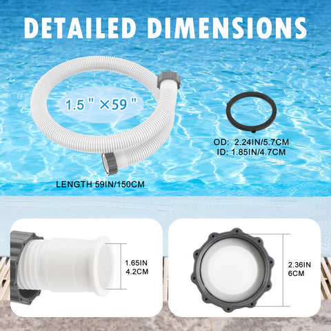 HOMNUTS pool hose with threaded ends for a secure, quick connection.