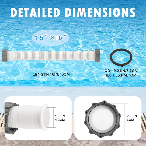 HOMNUTS pool hose with threaded ends for quick, secure pump connections