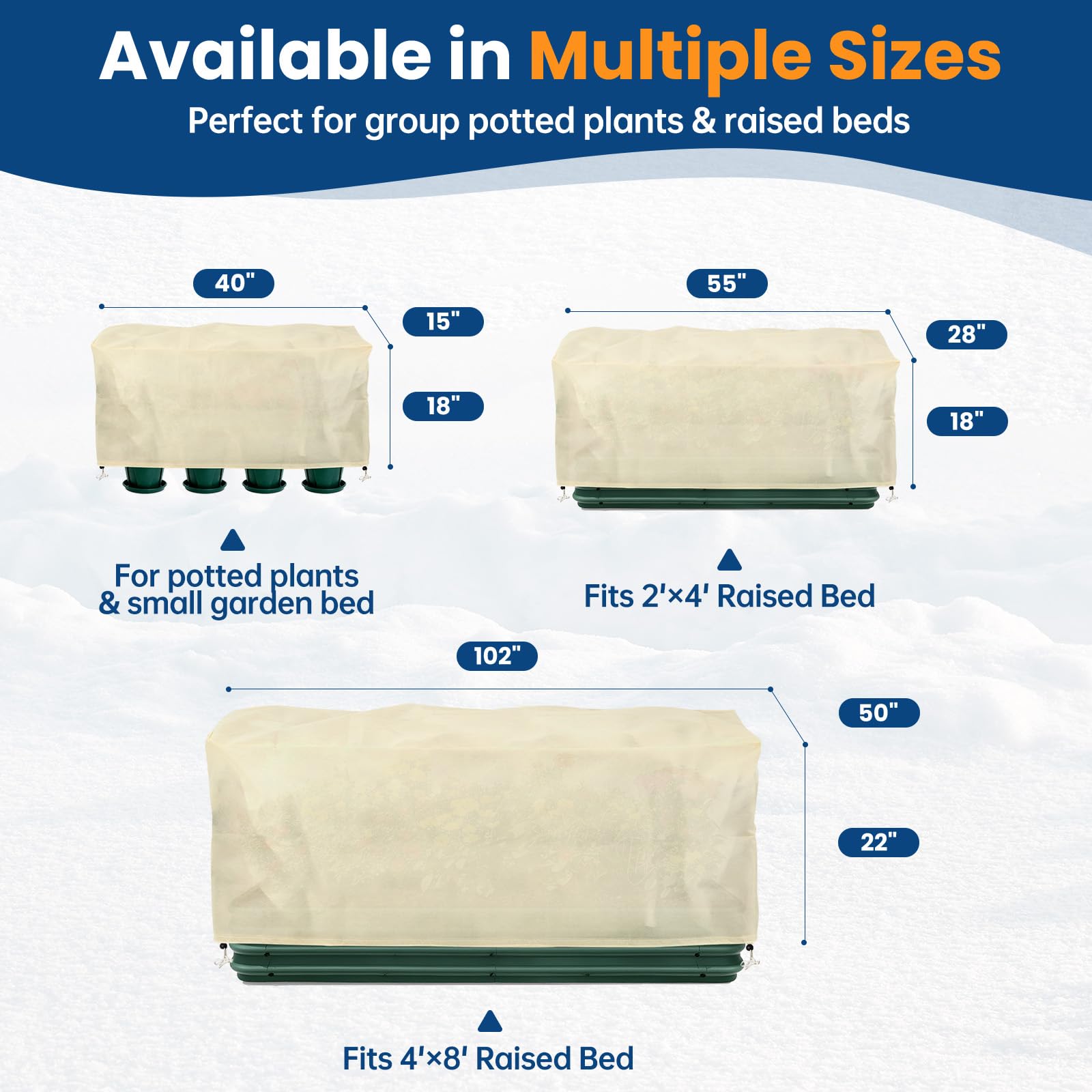 Homoda 55x28x18 frost cover fits 2'×4' raised bed protecting crops