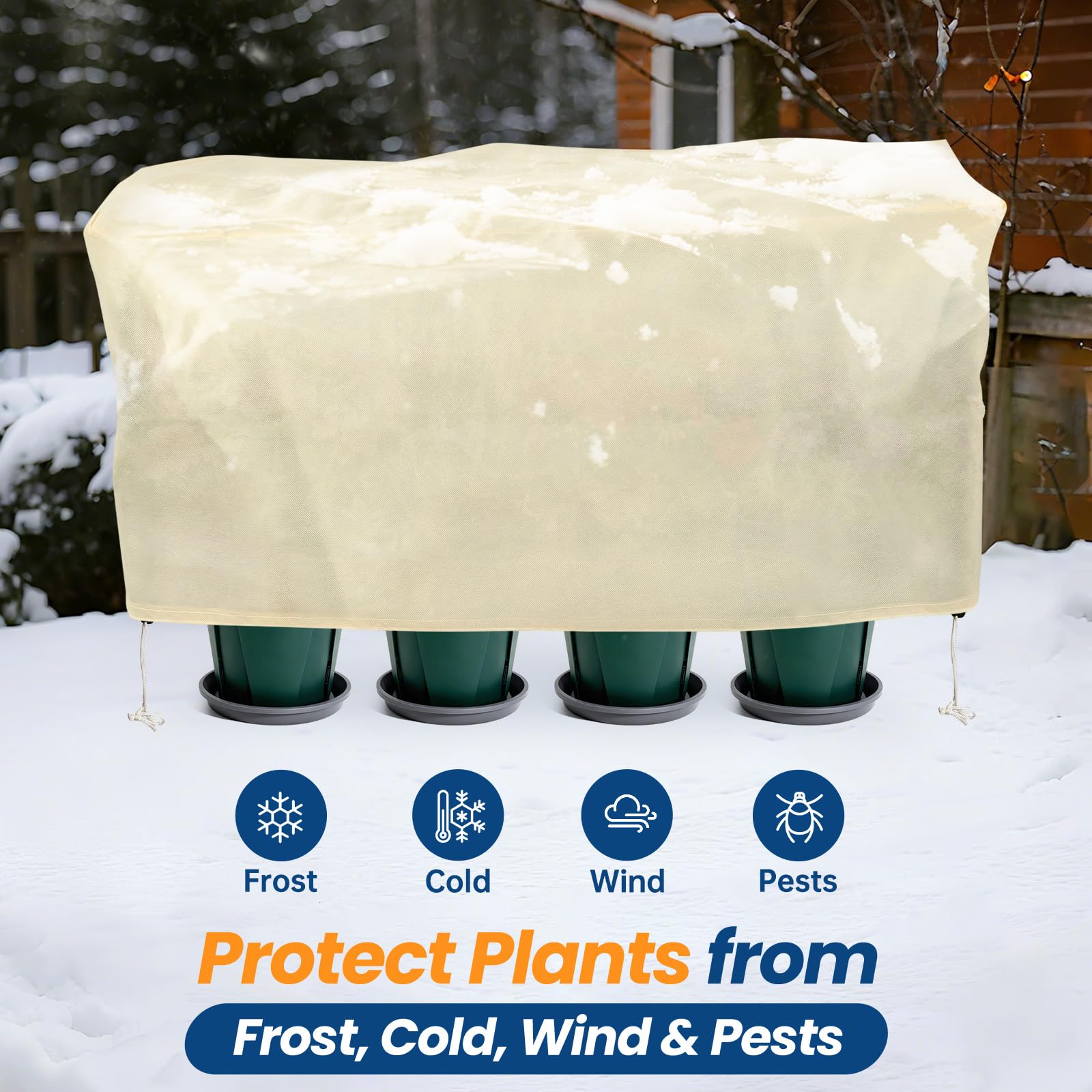 Homoda frost cloth with drawstrings securely fastened against winter winds
