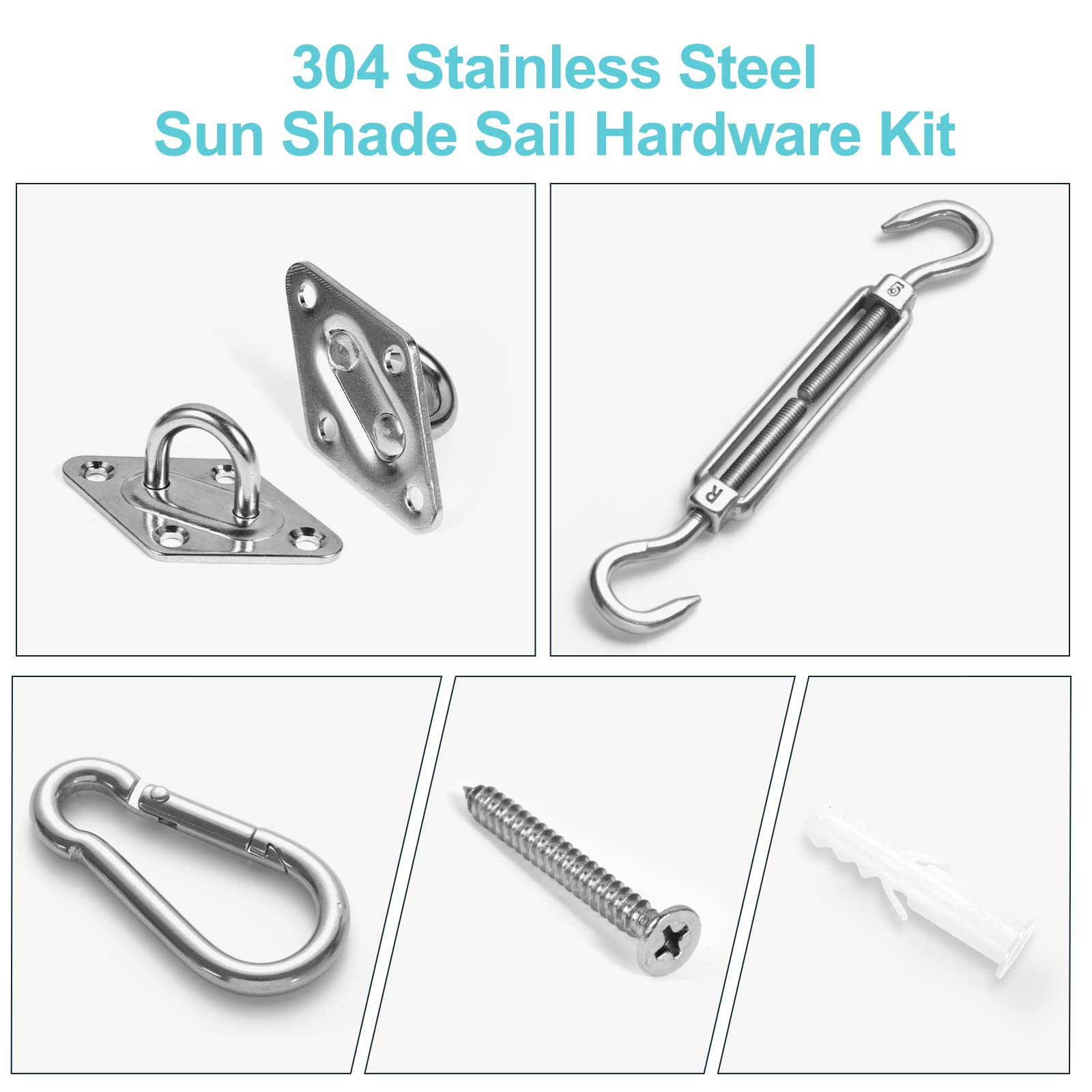 Homper tension screws provide even adjustment for taut shade sails