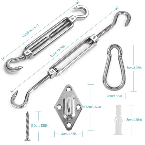 HOMPER M6 turnbuckle in use shows adjustable tension for stable shade sails