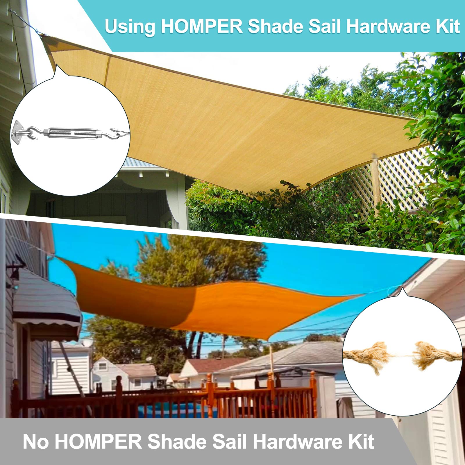 Homper complete sun shade sail kit enables rapid, reliable installation