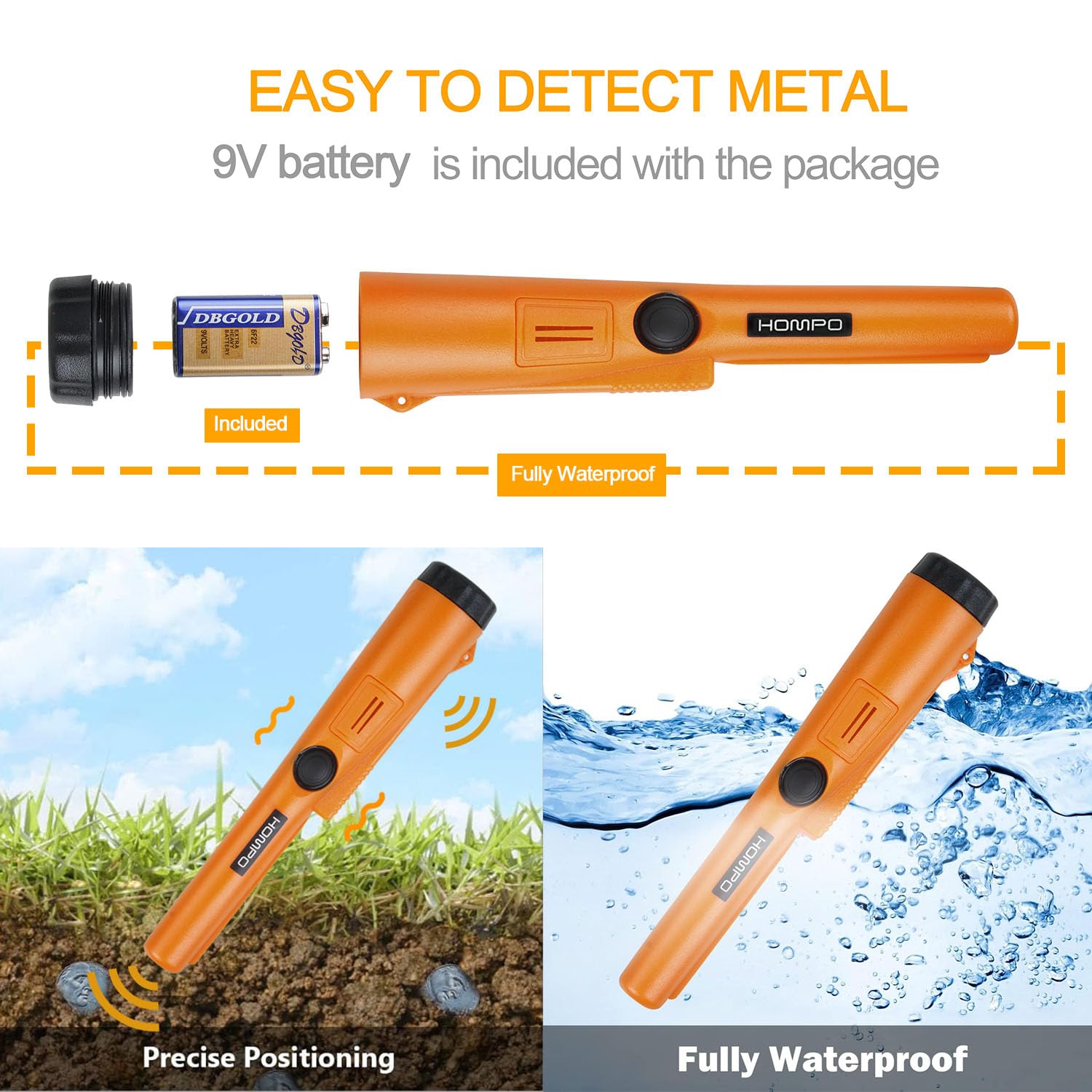 HOMPO pinpointer signals via audio and vibration for reliable alerts