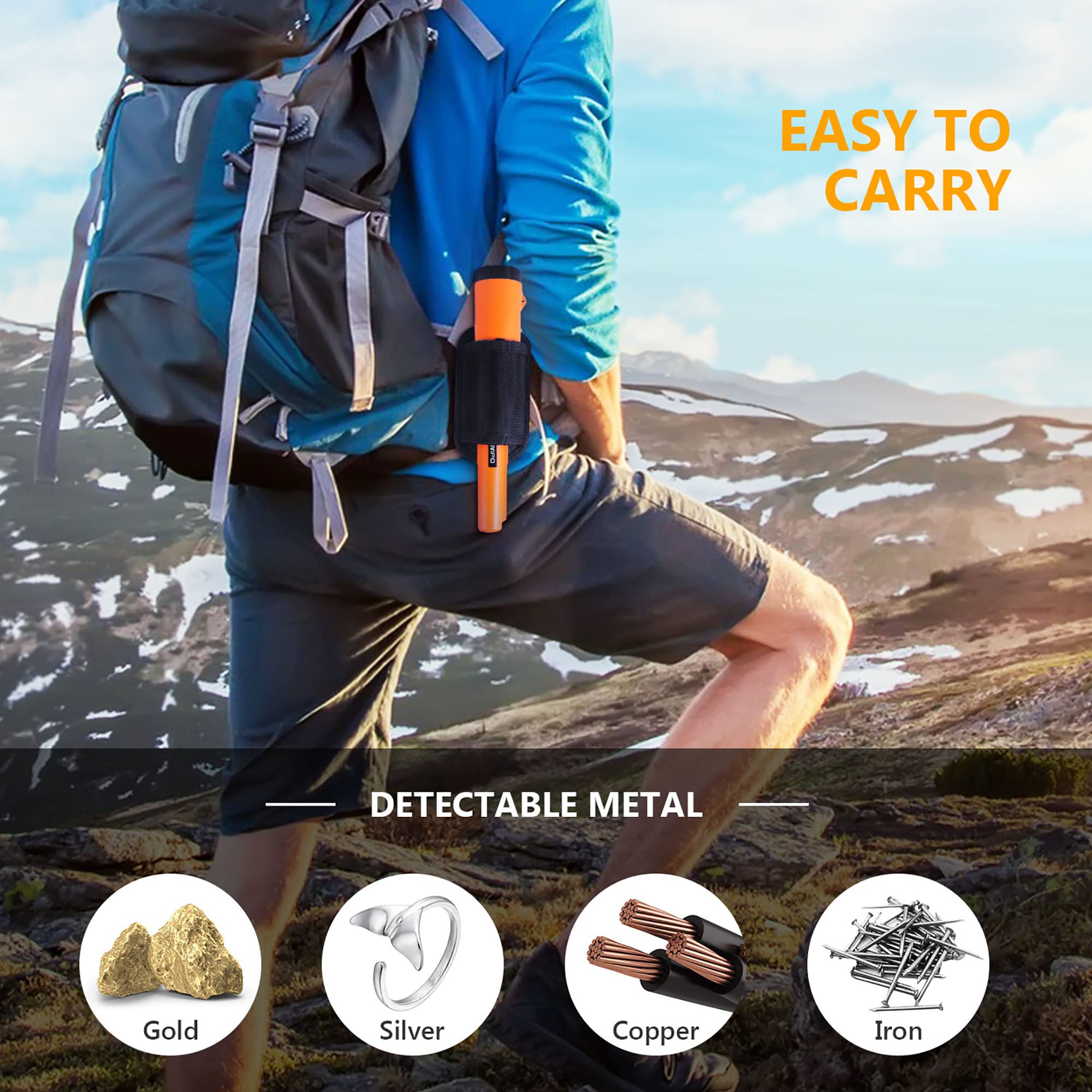 HOMPO pinpointer features LED light and belt holster for night use