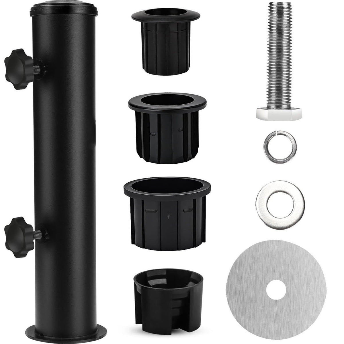 Hompoem umbrella tube base on granite shows sturdy stability for outdoor setups