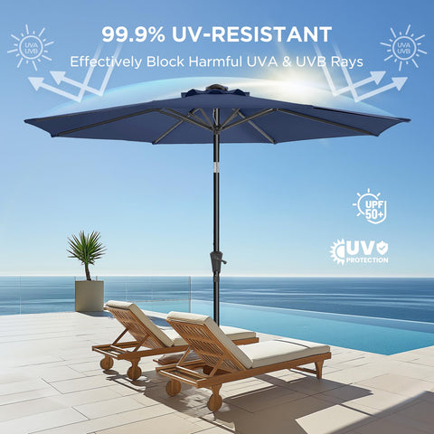 Sturdy 8-rib frame supports the canopy against breeze