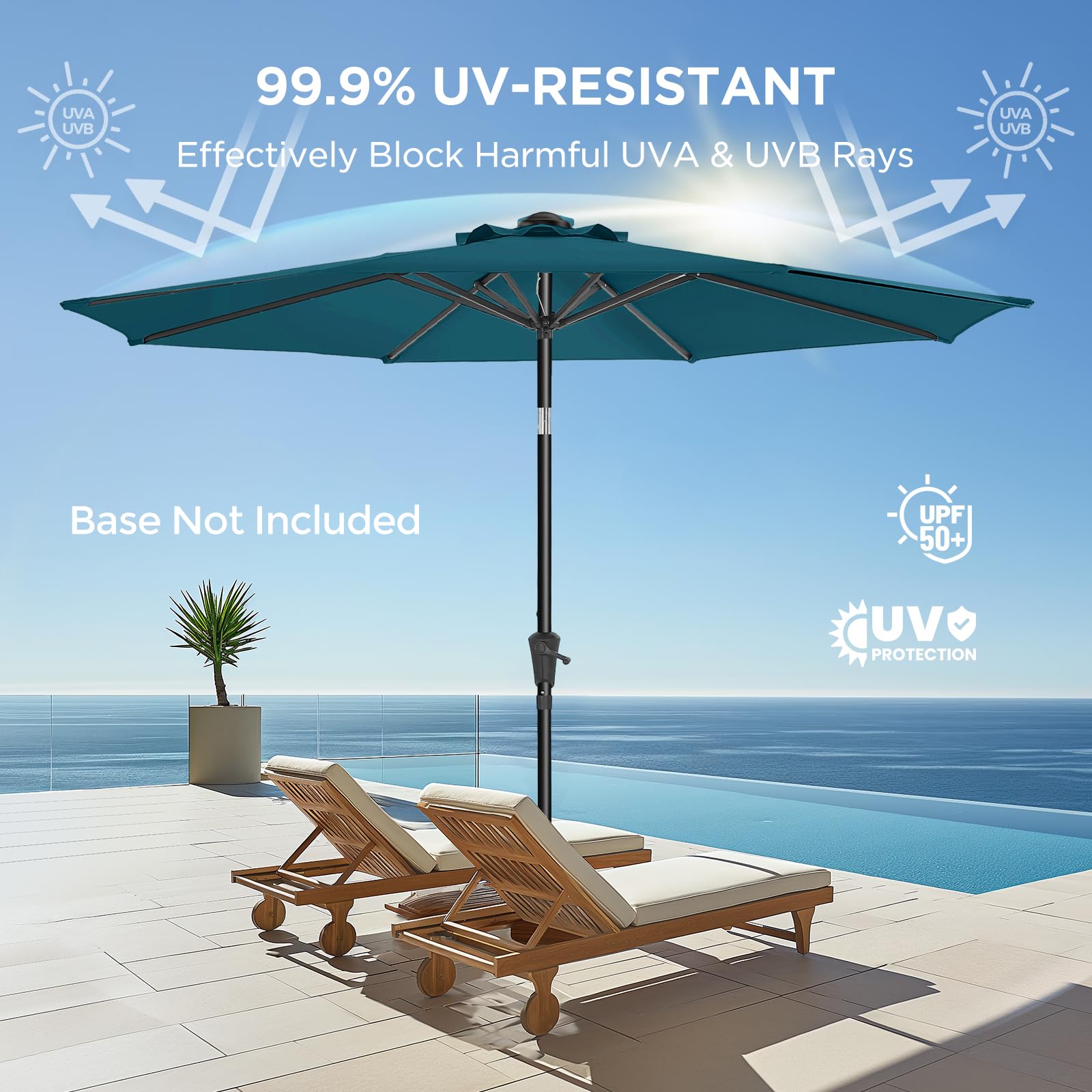 HOMSHADE 9ft umbrella crank and tilt mechanism in action for easy shade.