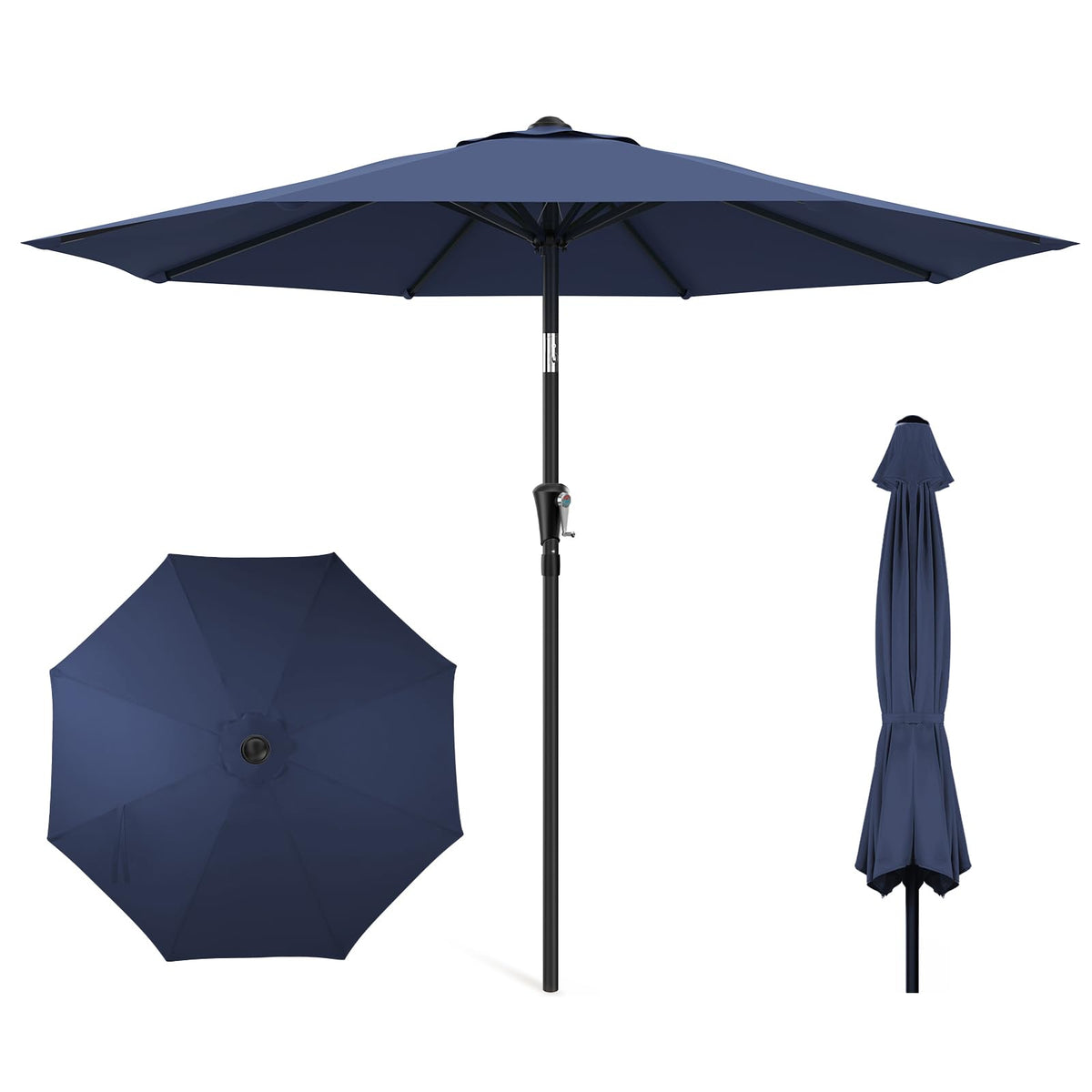 HOMSHADE 9ft umbrella crank tilt in action for quick shade adjustments